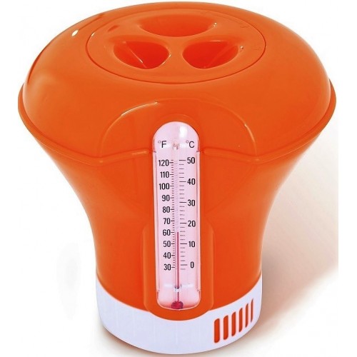 Дозатор для бассейна плавающий с термометром K619BU orange 2 в 1