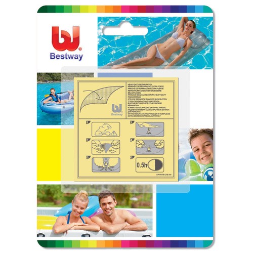 Ремонтный комплект Bestway 62068 (заплатки усиленные) для надувных бассейнов включает в себя 10 заплаток усиленной прочности